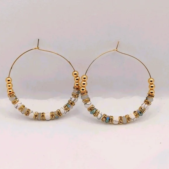 Marble Hoop Earrings - Picture 3 of 6